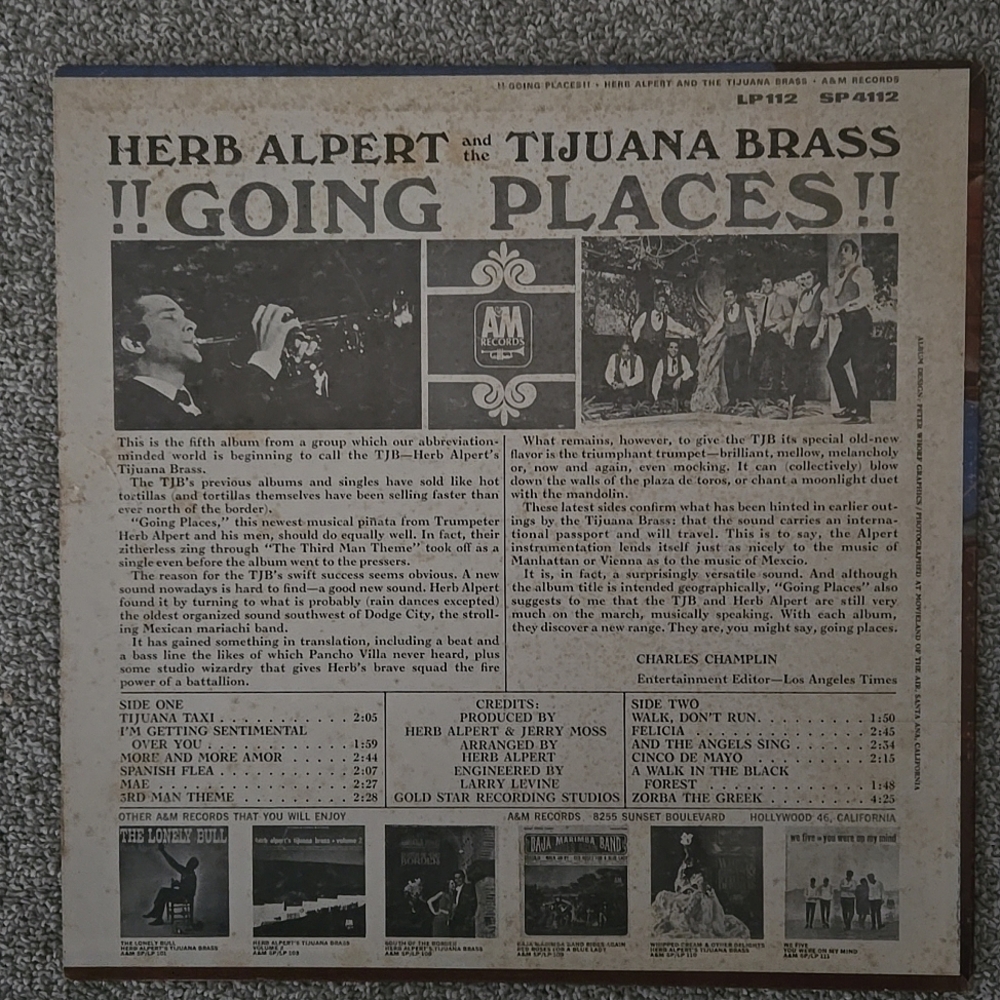 Vintage 1965 Vinyl Record Album: Herb Alpert & the Tijuana Brass-Going Places - Picture 2 of 8